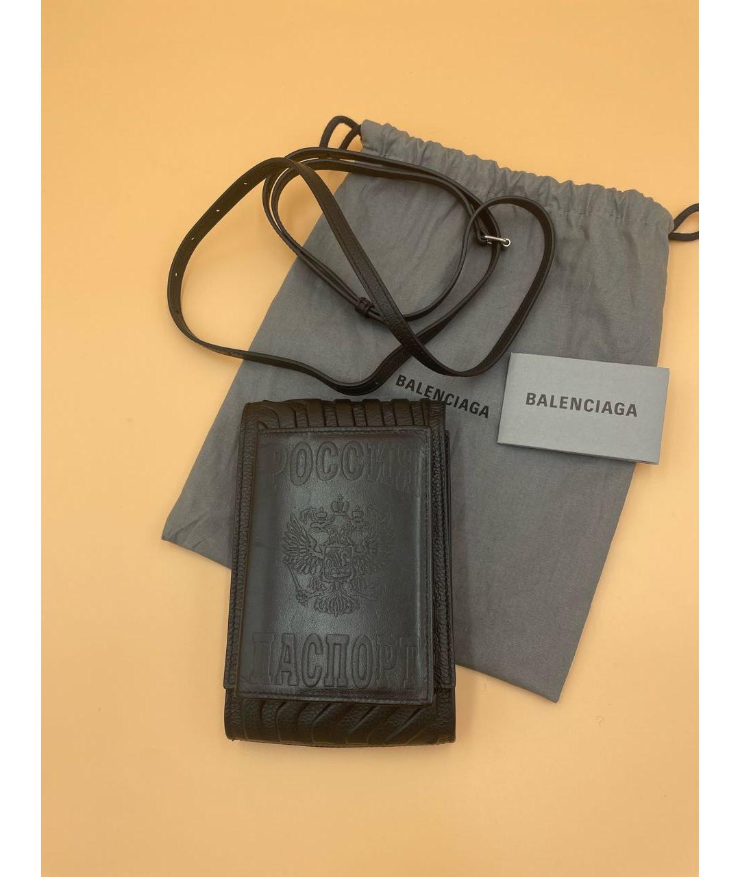 BALENCIAGA Черная кожаная сумка на плечо, фото 2