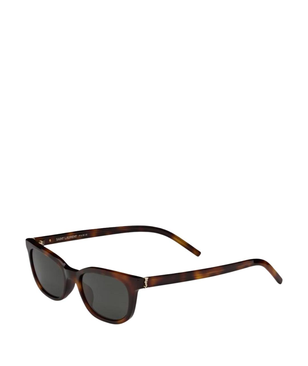 SAINT LAURENT Коричневые пластиковые солнцезащитные очки, фото 1
