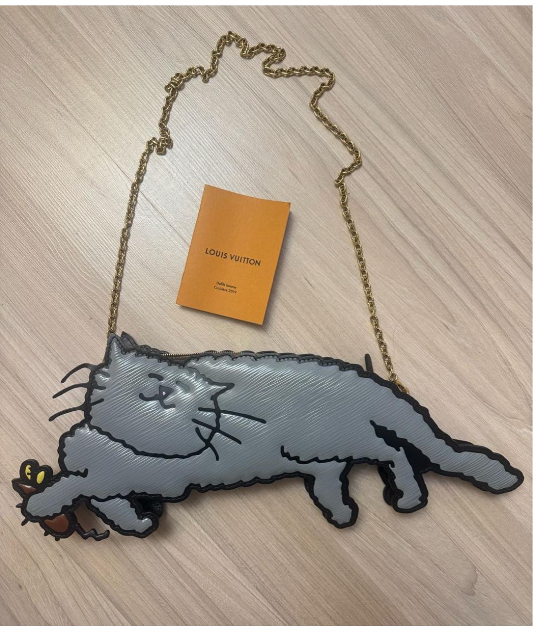 LOUIS VUITTON Серая кожаная сумка через плечо, фото 8