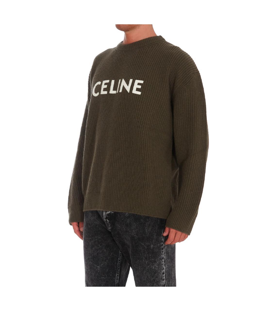 CELINE Хаки шерстяной джемпер / свитер, фото 3