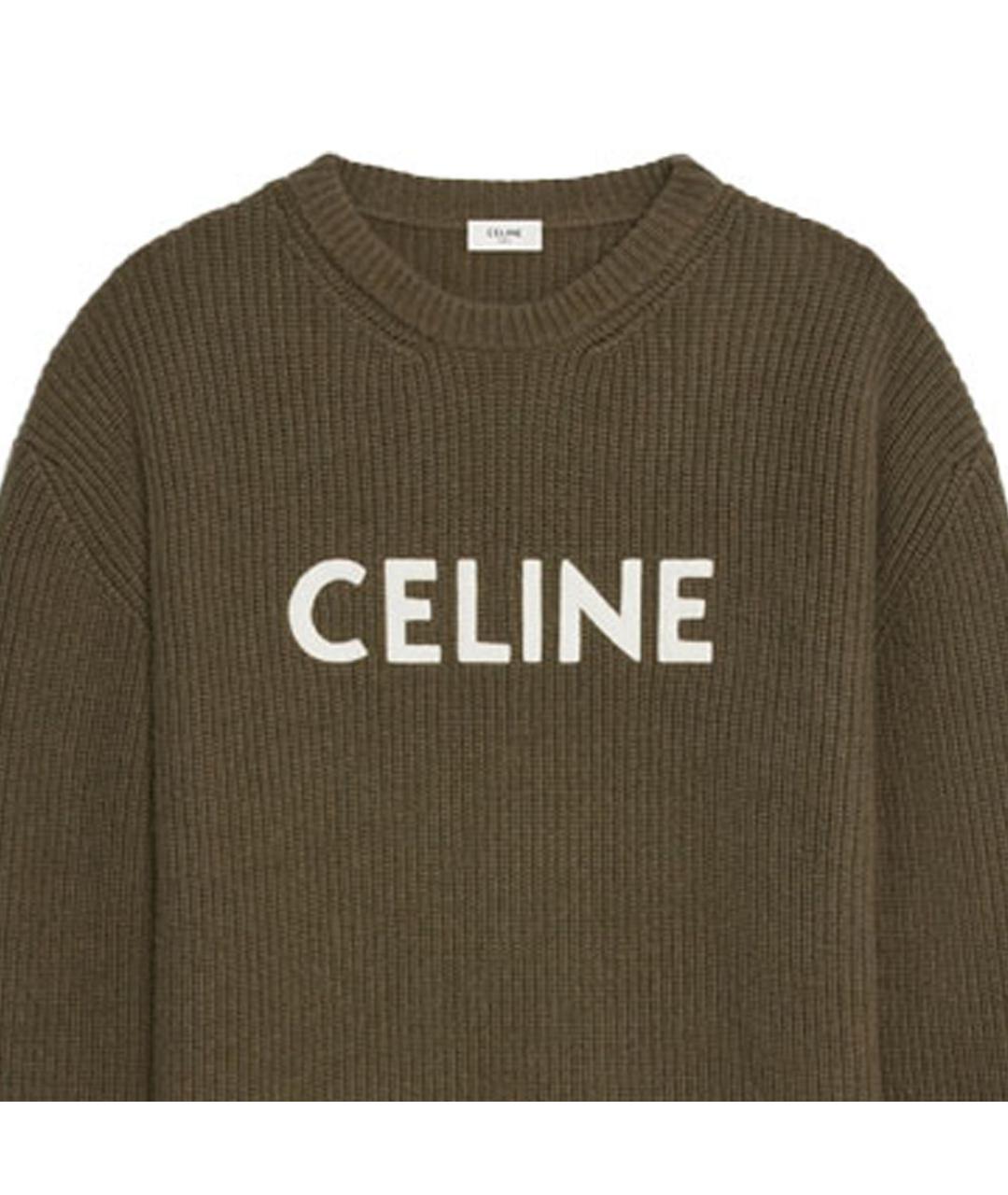 CELINE Хаки шерстяной джемпер / свитер, фото 4