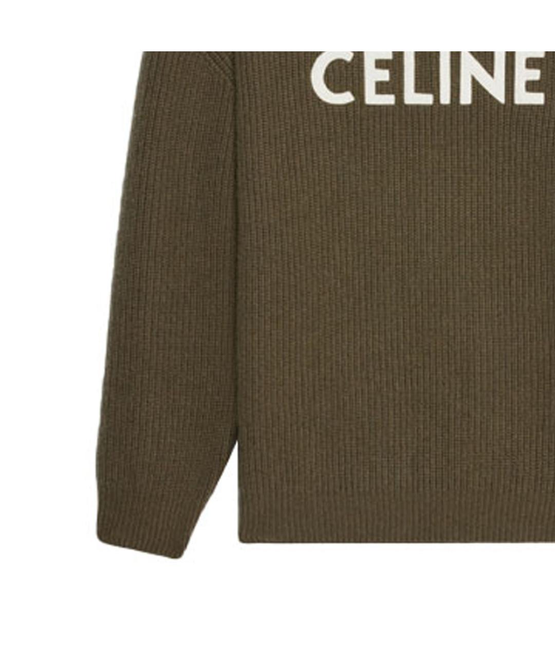 CELINE Хаки шерстяной джемпер / свитер, фото 5