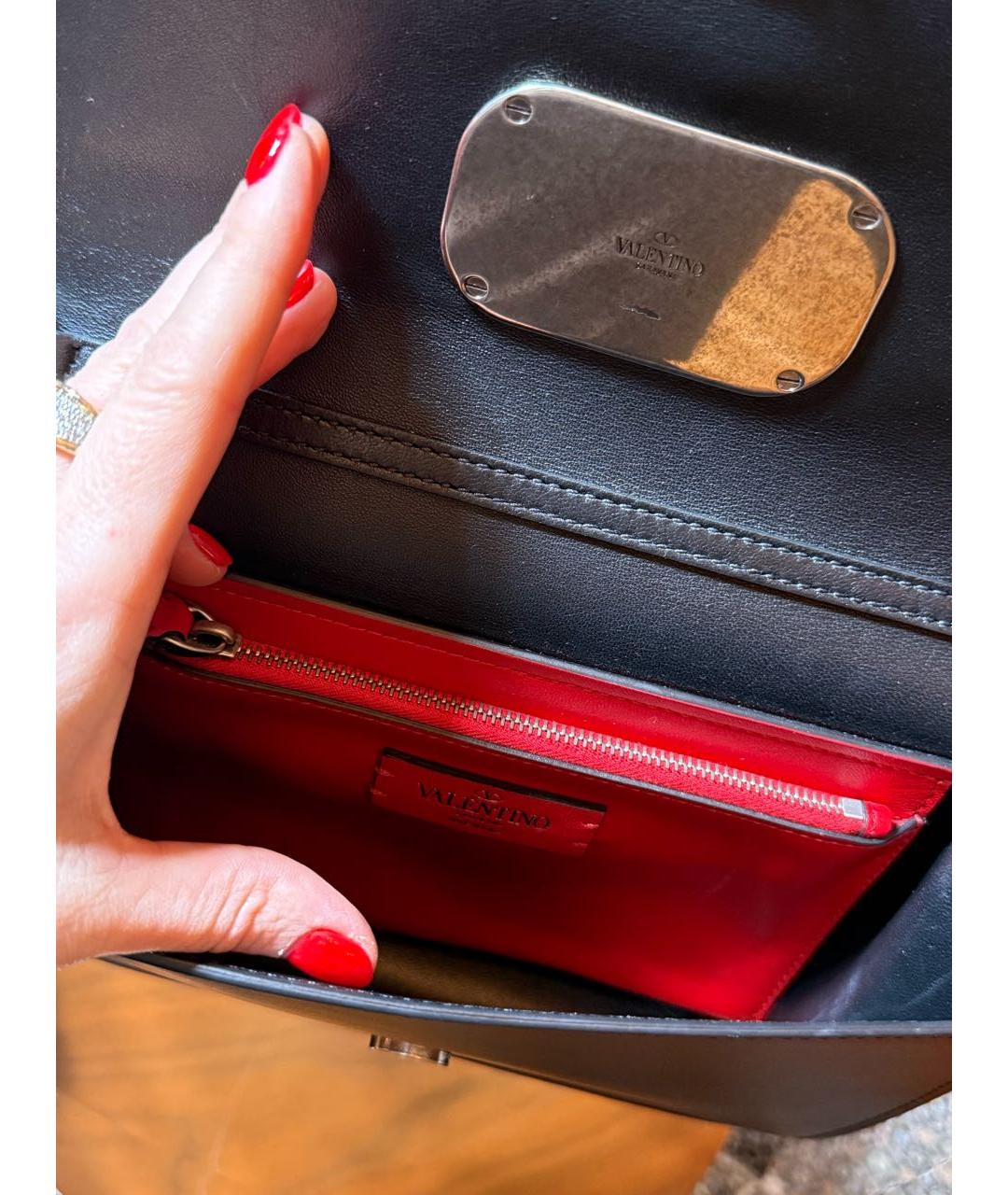 VALENTINO Черная кожаная сумка через плечо, фото 8