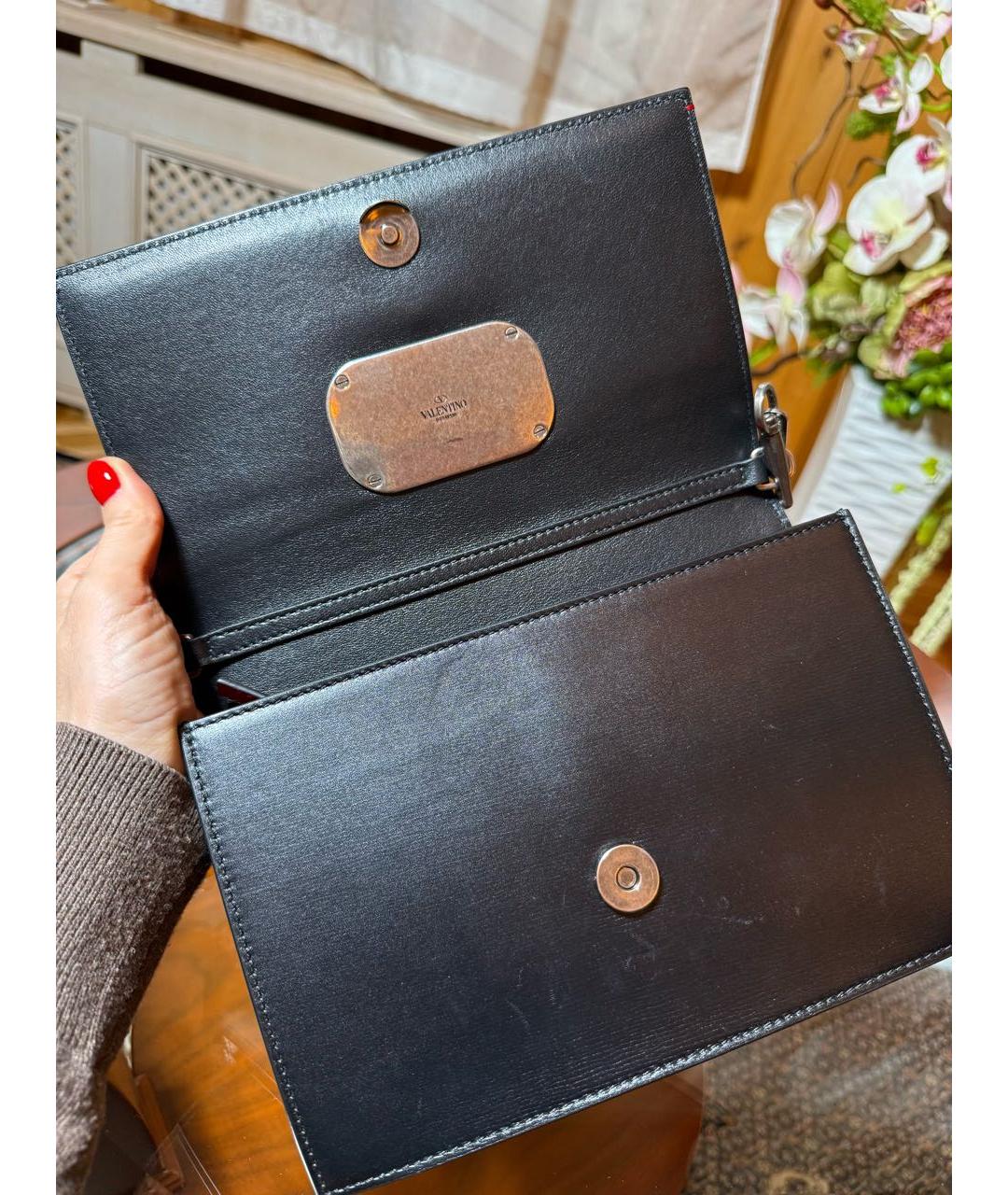 VALENTINO Черная кожаная сумка через плечо, фото 5