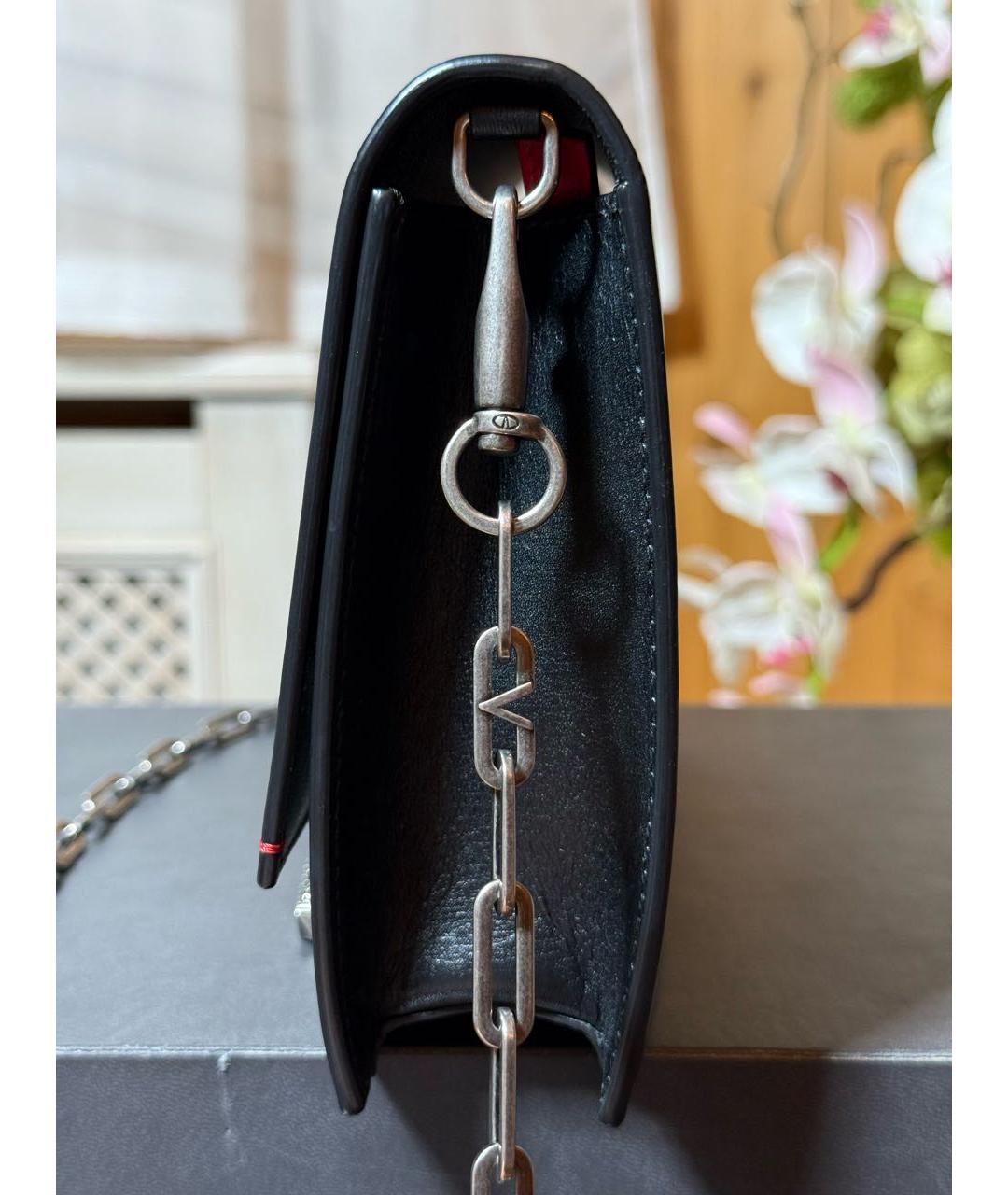 VALENTINO Черная кожаная сумка через плечо, фото 6