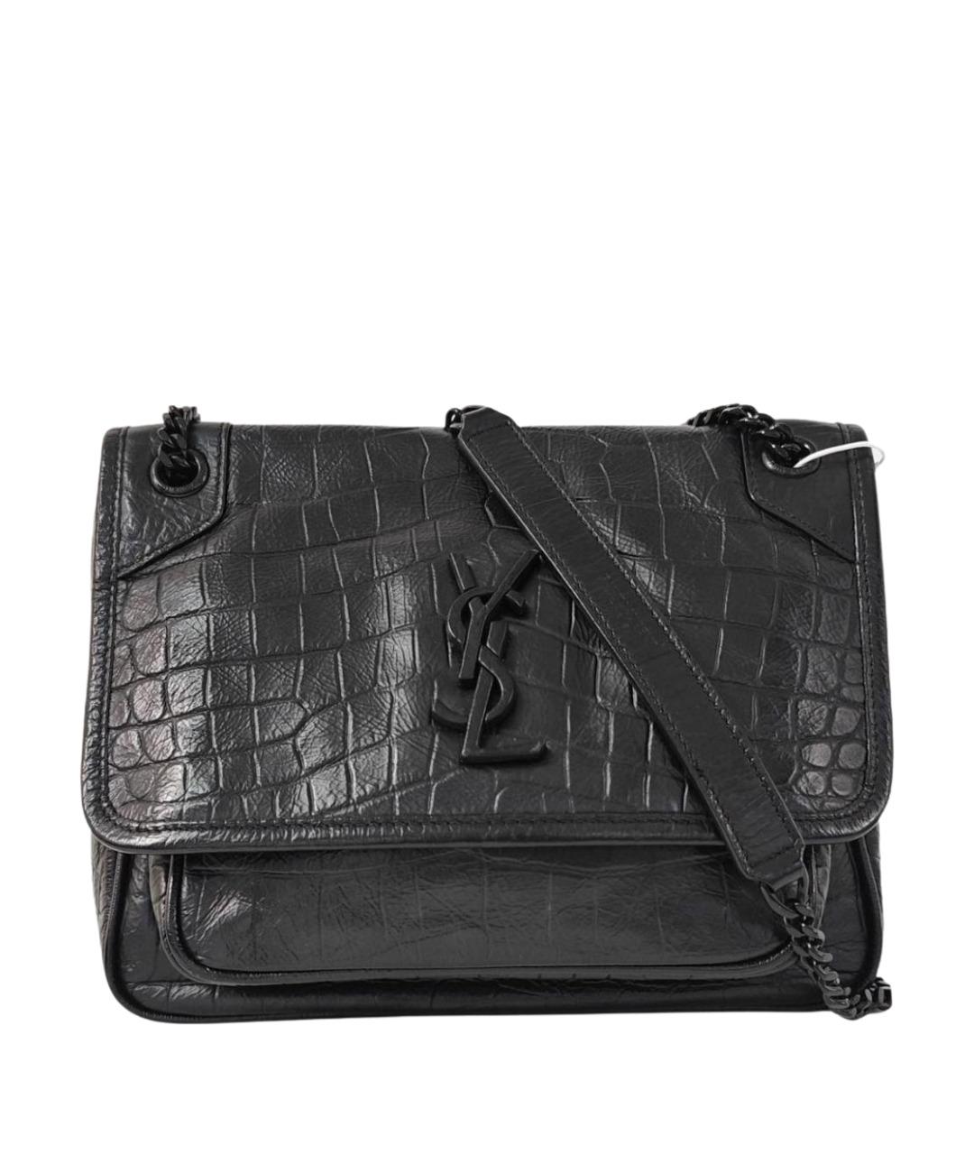 SAINT LAURENT Черная кожаная сумка через плечо, фото 1