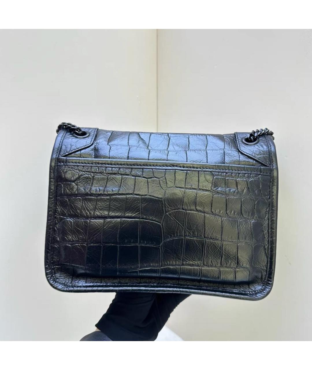 SAINT LAURENT Черная кожаная сумка через плечо, фото 4