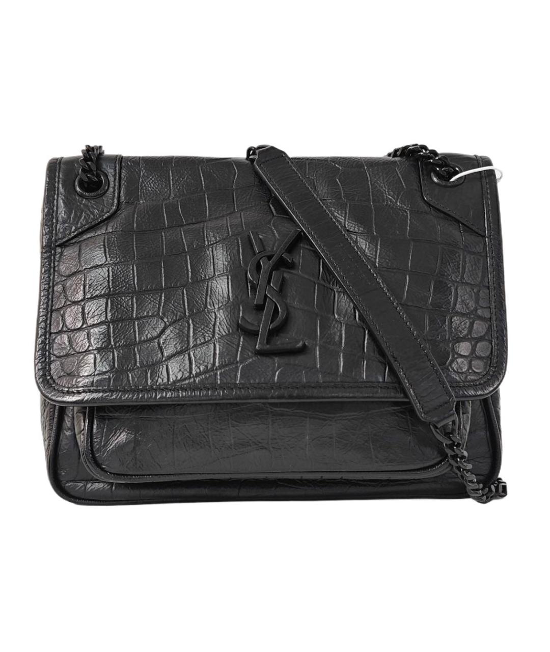 SAINT LAURENT Черная кожаная сумка через плечо, фото 5