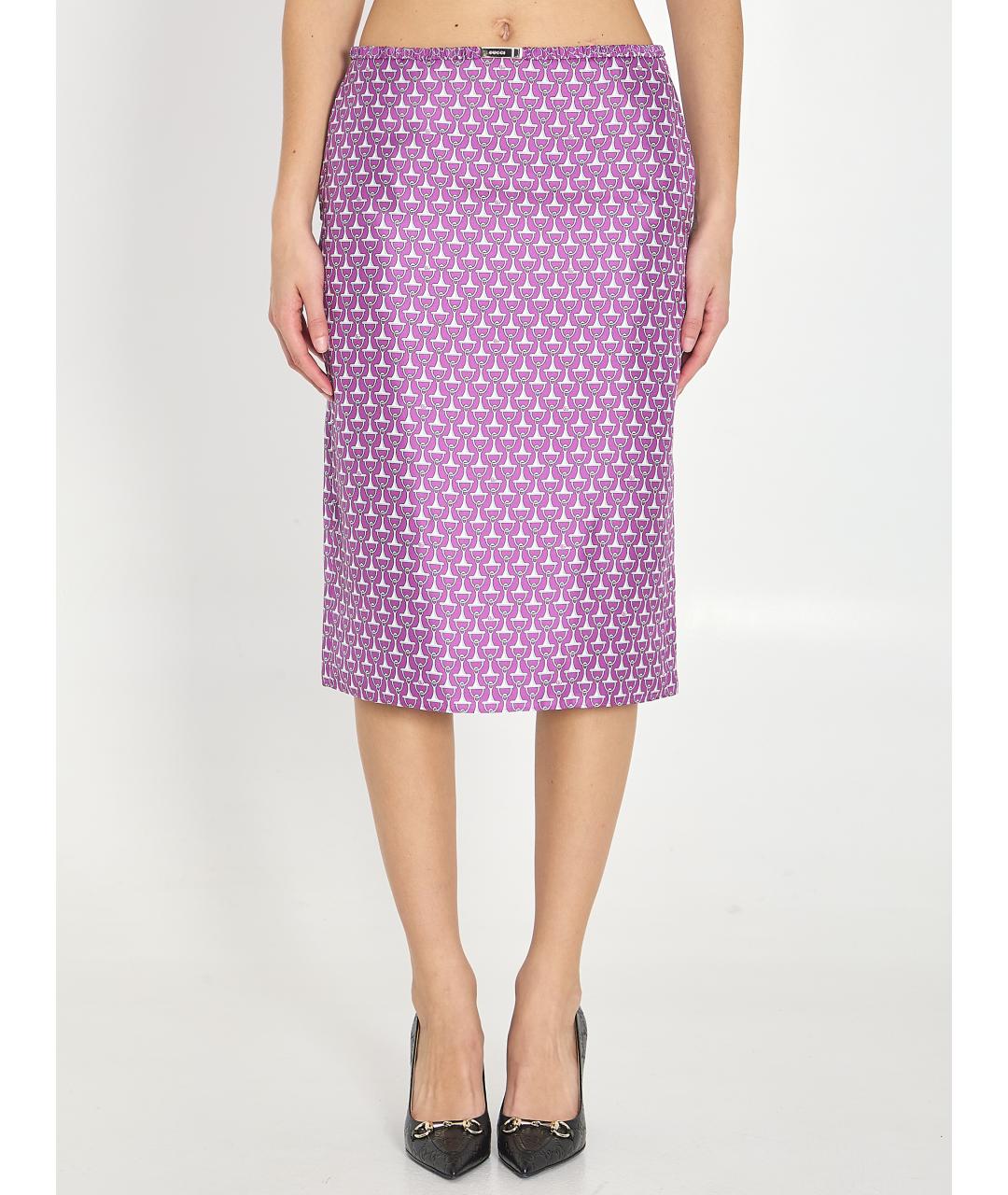 GUCCI Фиолетовая шелковая юбка миди, фото 5