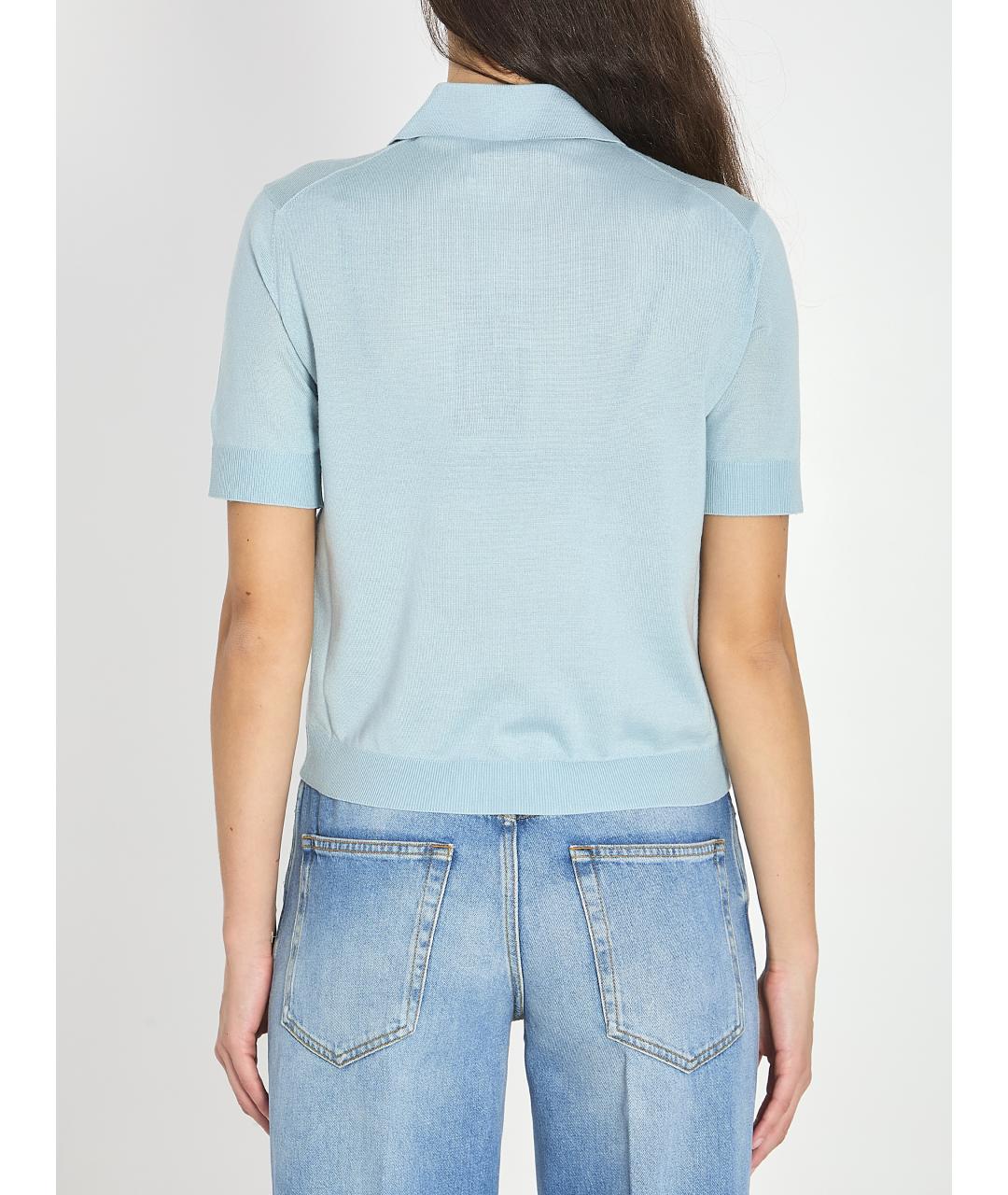 GUCCI Голубая кашемировая футболка, фото 4