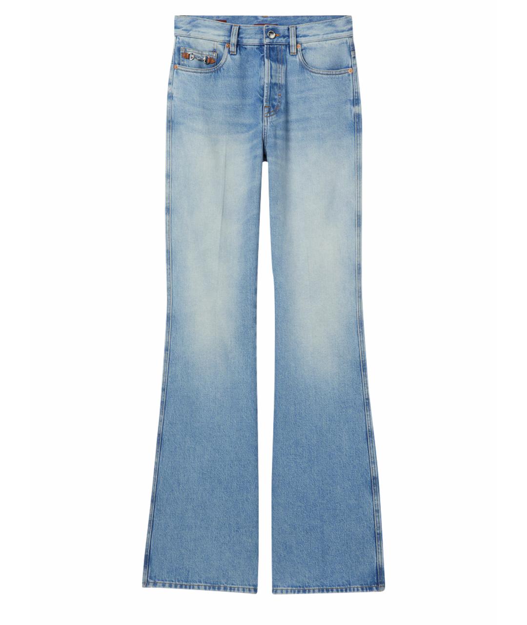 GUCCI Голубые хлопковые прямые джинсы, фото 1