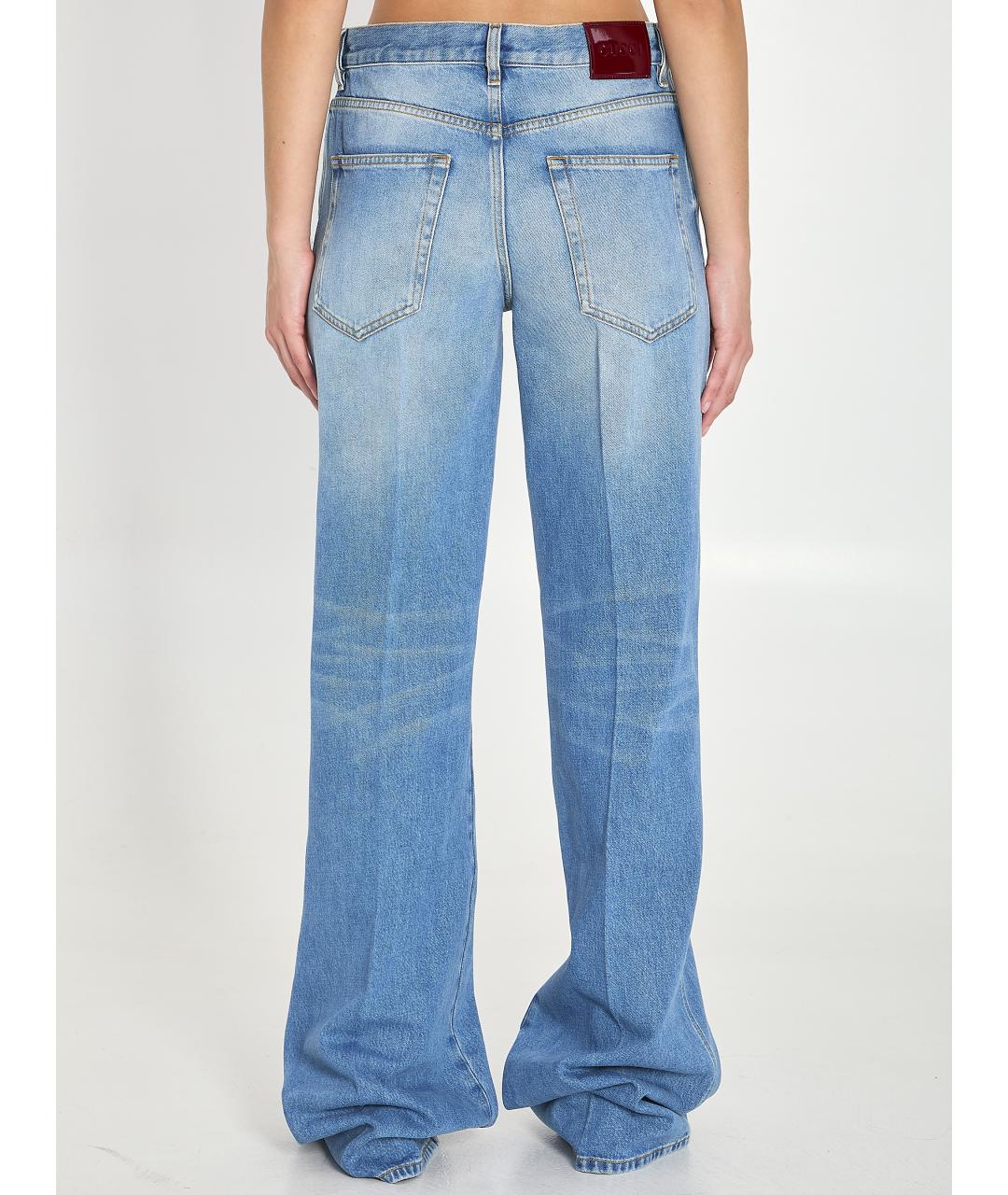 GUCCI Голубые хлопковые прямые джинсы, фото 5