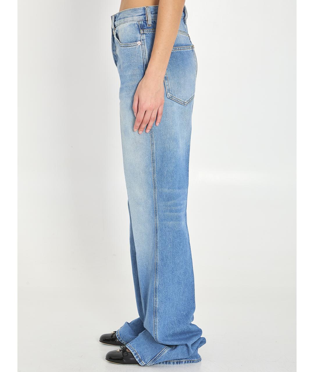 GUCCI Голубые хлопковые прямые джинсы, фото 4