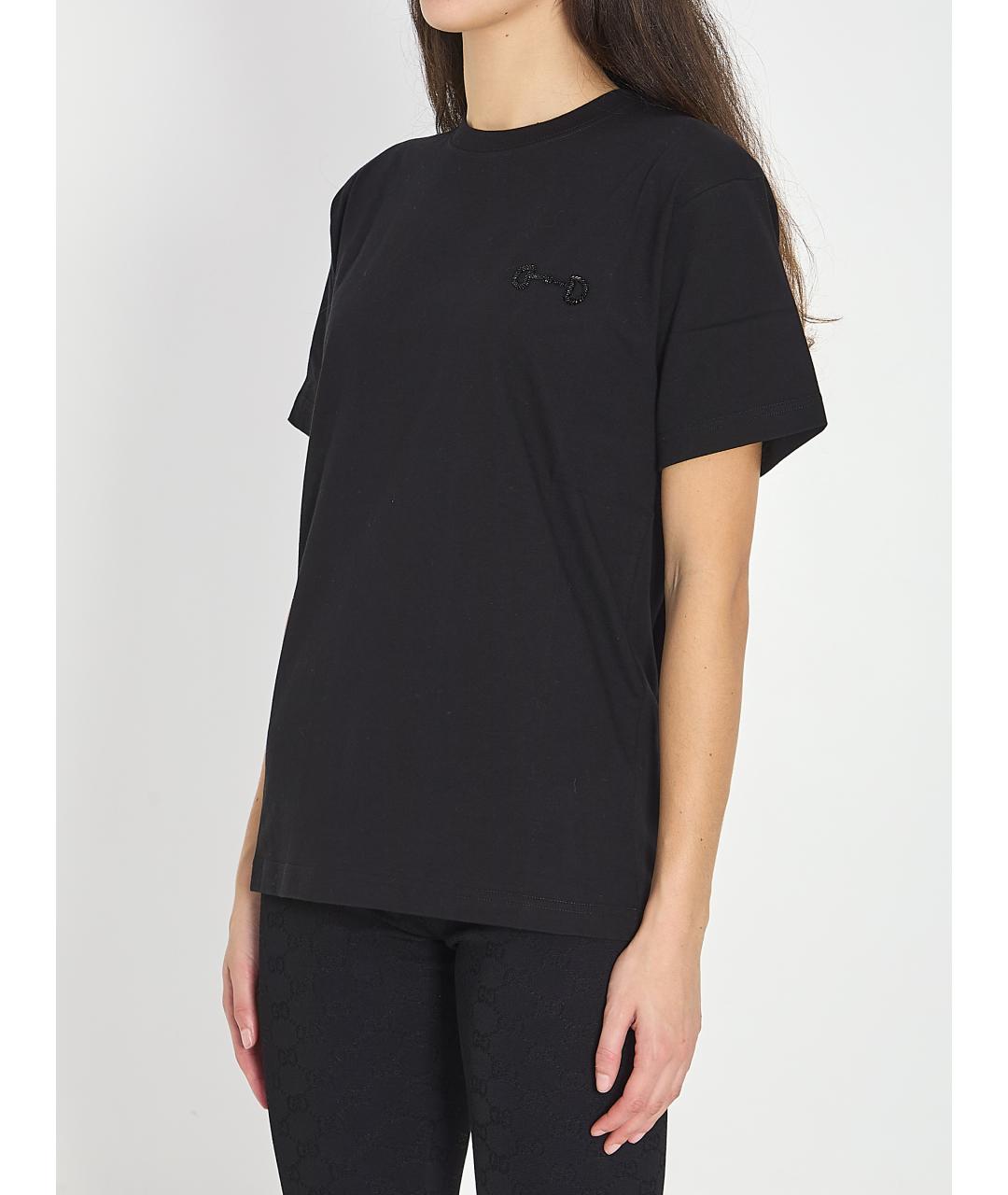 GUCCI Черная хлопковая футболка, фото 3