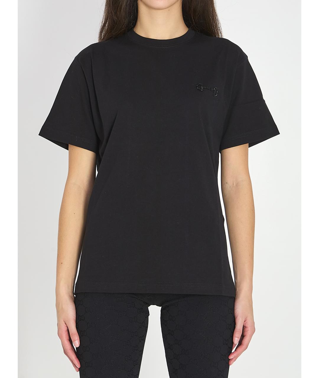 GUCCI Черная хлопковая футболка, фото 2