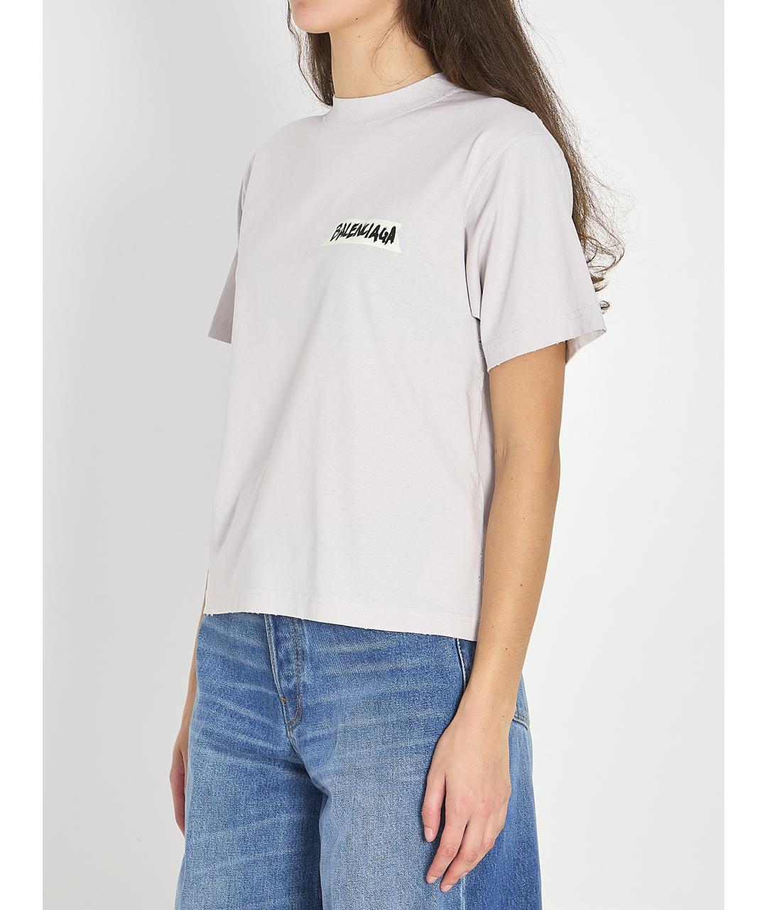 BALENCIAGA Белая хлопковая футболка, фото 2