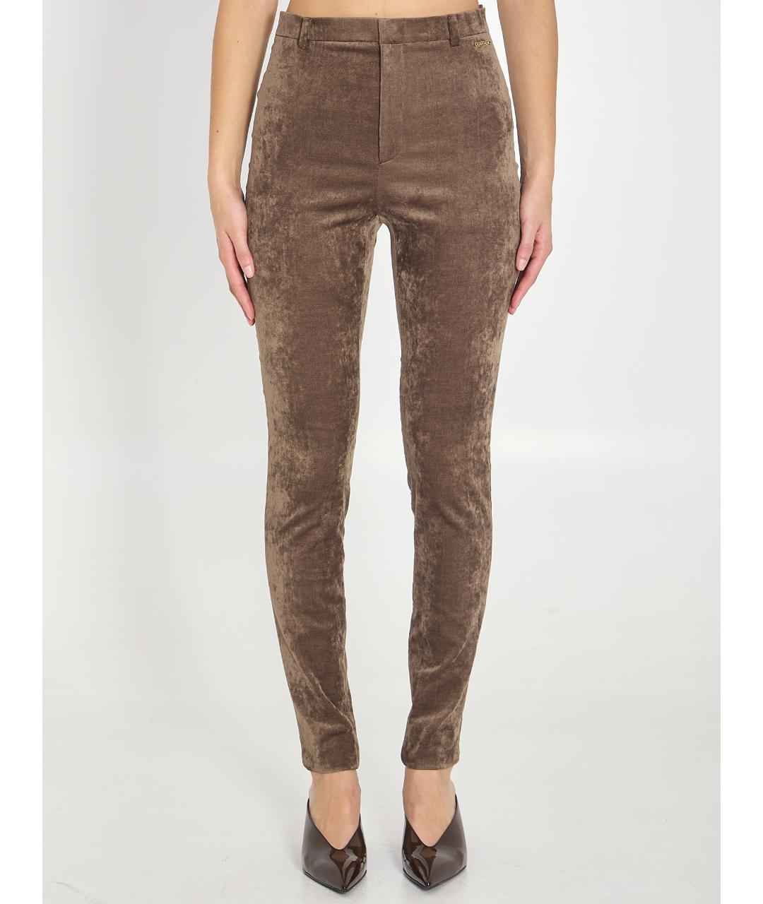 GUCCI Коричневые хлопковые брюки узкие, фото 1
