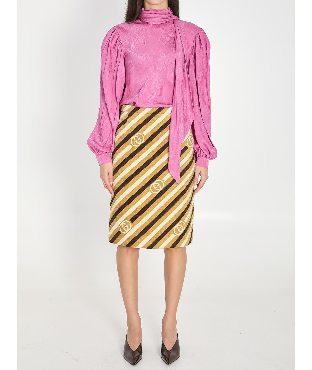 GUCCI Розовая шелковая рубашка, фото 6