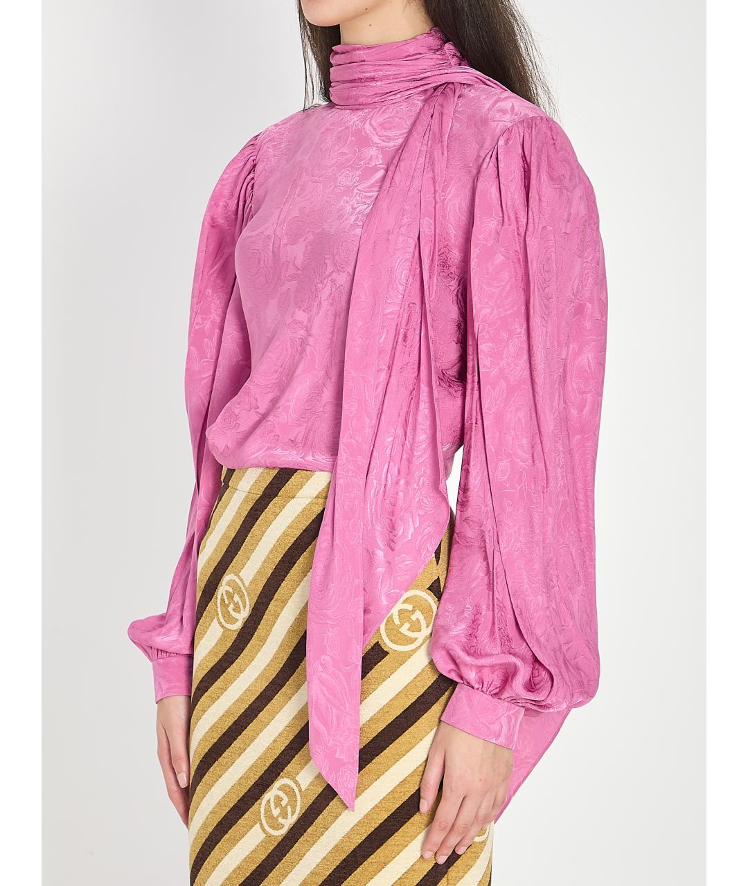 GUCCI Розовая шелковая рубашка, фото 3