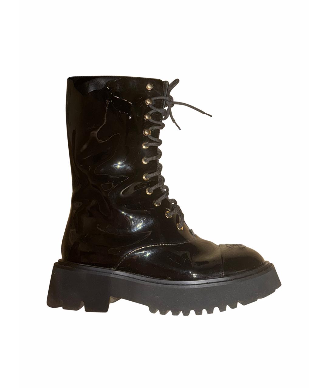 CHANEL Черные ботинки из лакированной кожи, фото 1