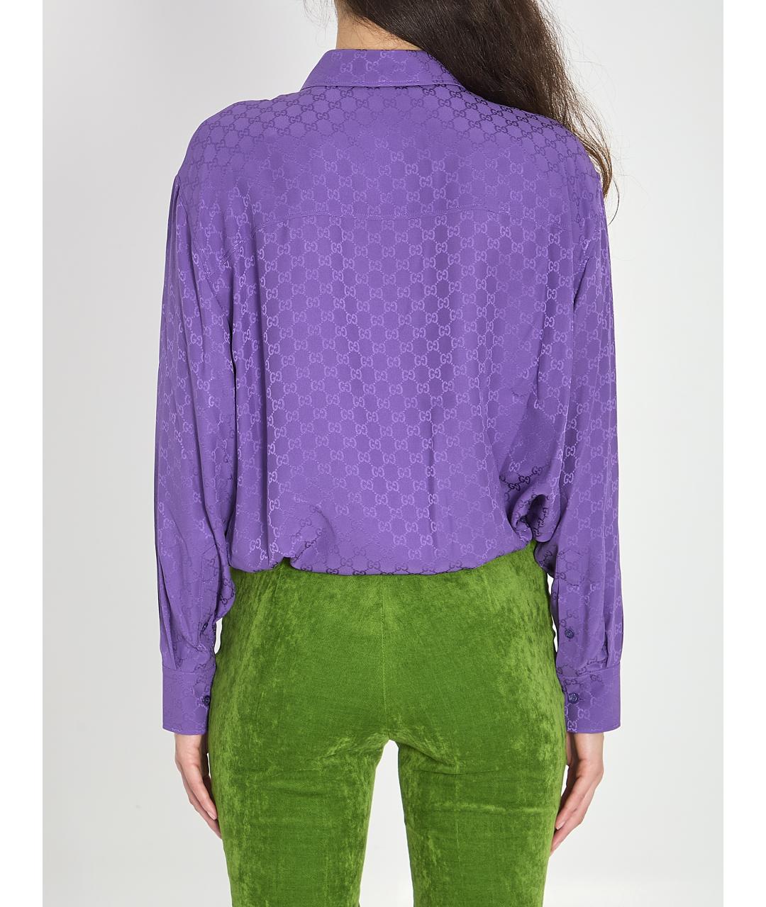 GUCCI Фиолетовая шелковая рубашка, фото 5