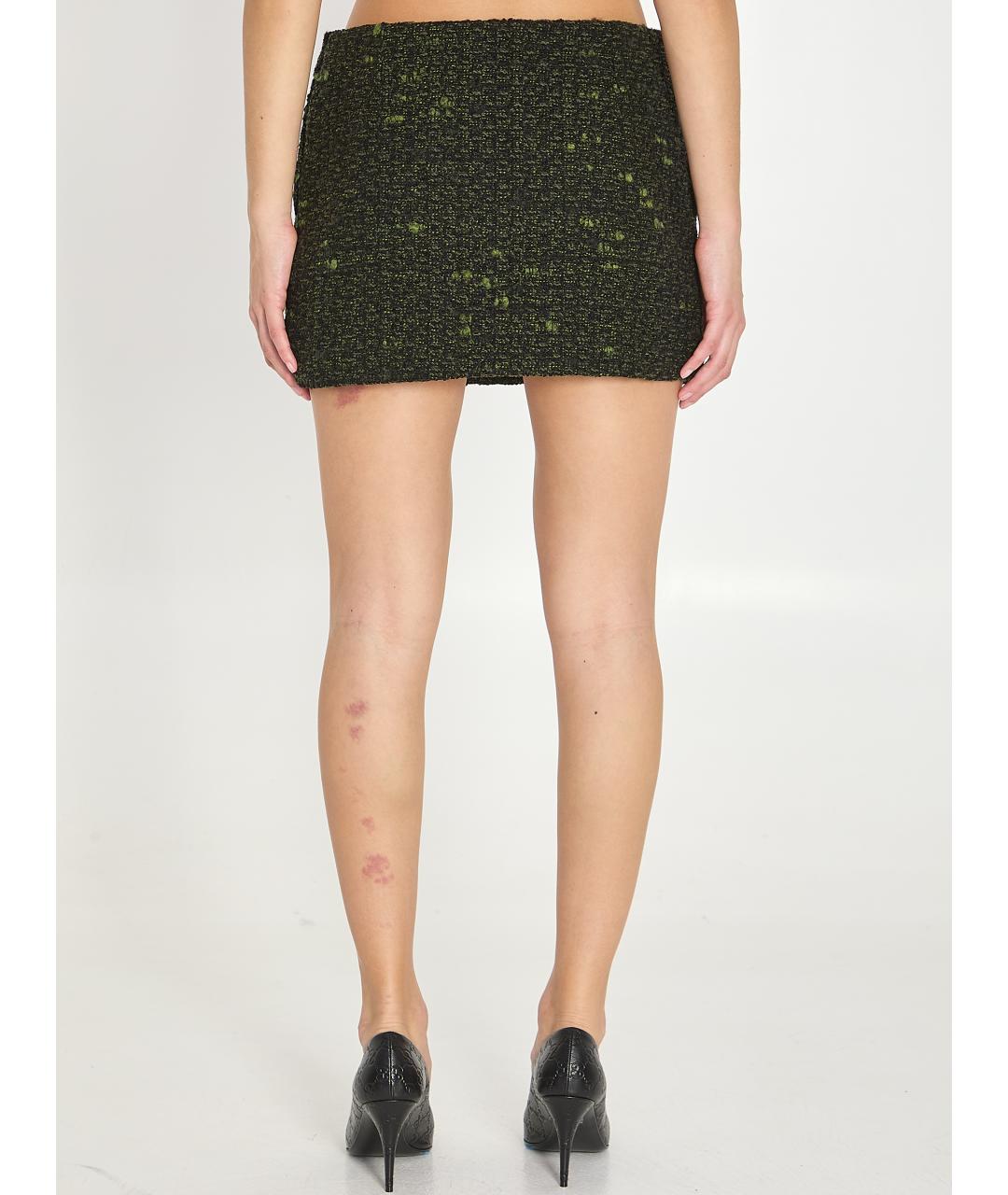 GUCCI Зеленая шерстяная юбка мини, фото 4