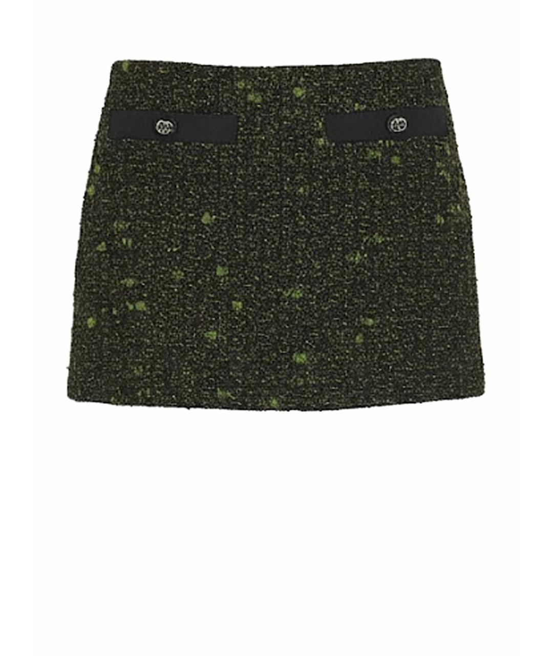 GUCCI Зеленая шерстяная юбка мини, фото 1