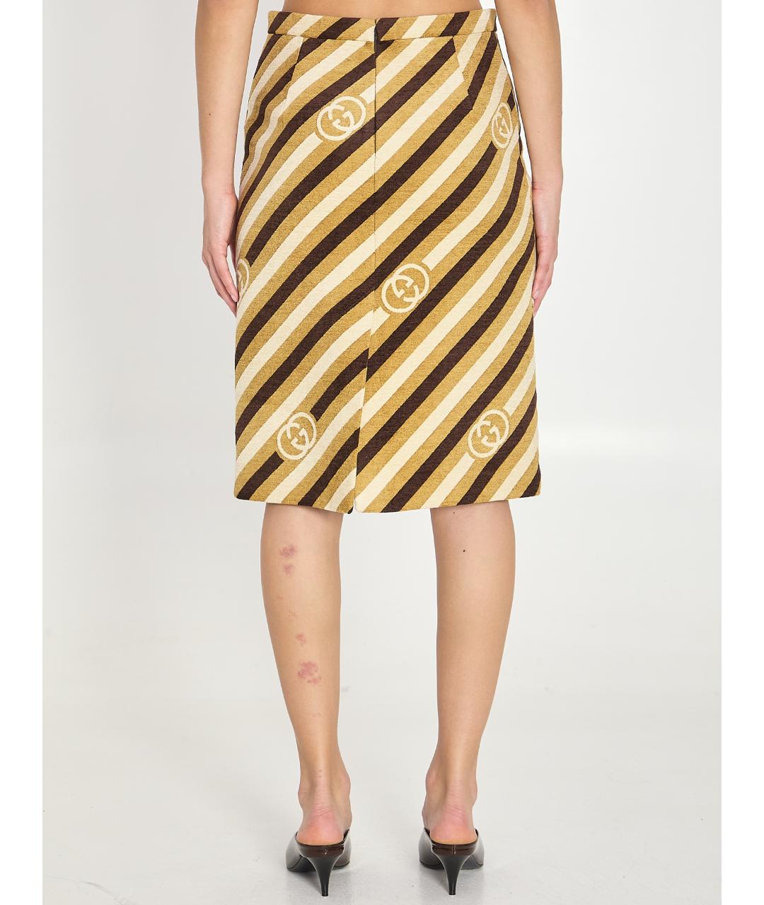 GUCCI Коричневая вискозная юбка миди, фото 4