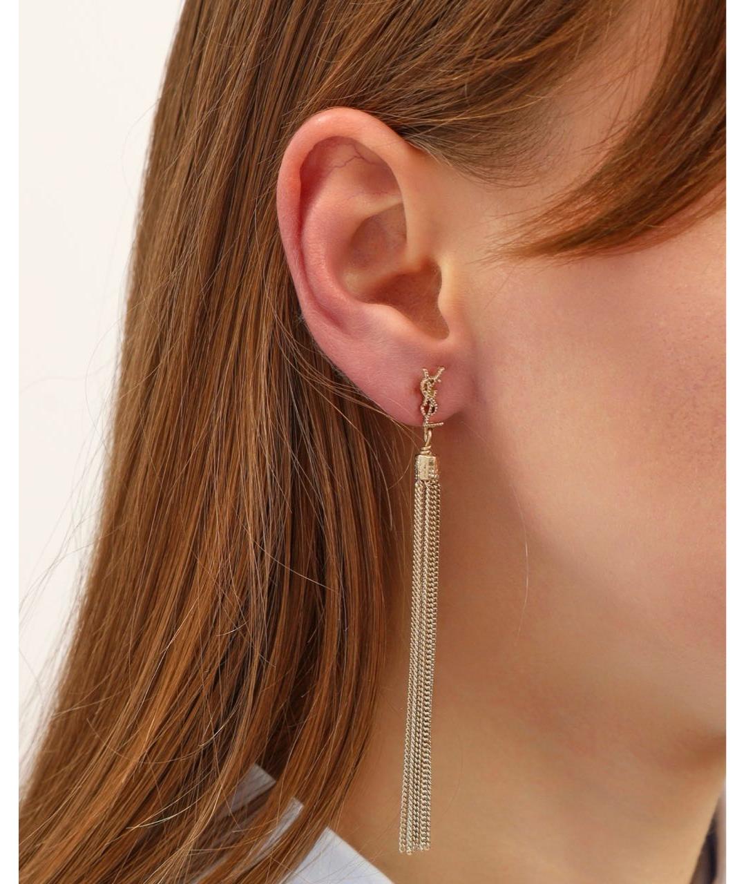 SAINT LAURENT Серебряные латунные серьги, фото 4