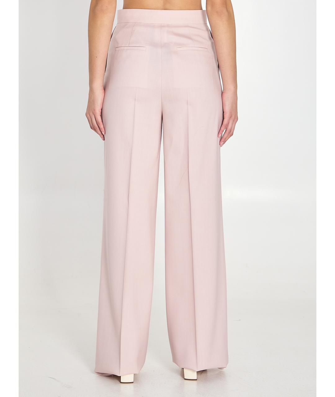 MAX MARA Розовые шерстяные прямые брюки, фото 4