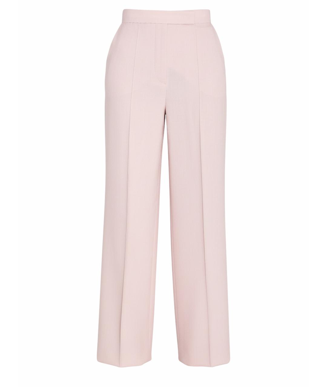 MAX MARA Розовые шерстяные прямые брюки, фото 1