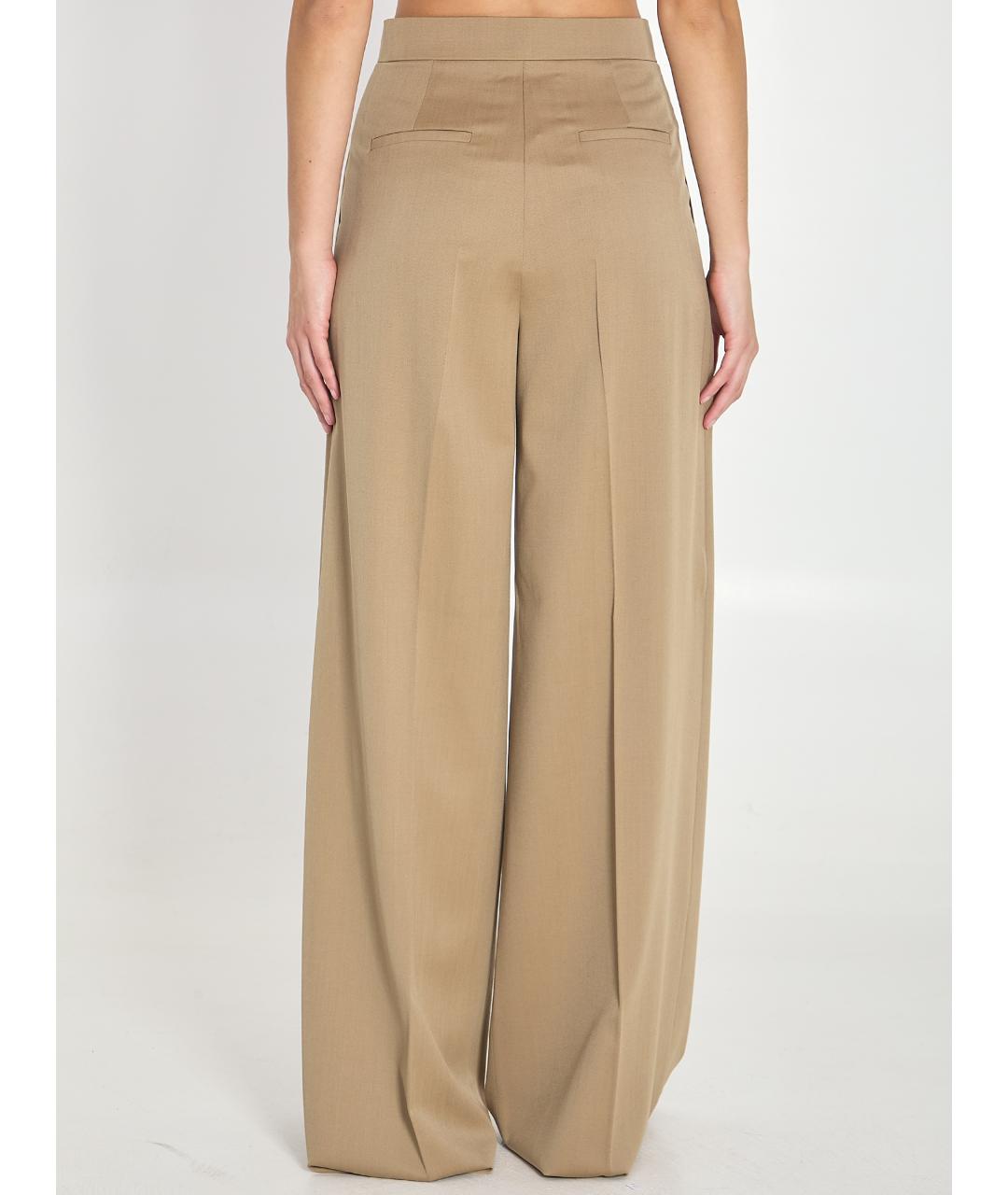 MAX MARA Бежевые шерстяные брюки широкие, фото 4