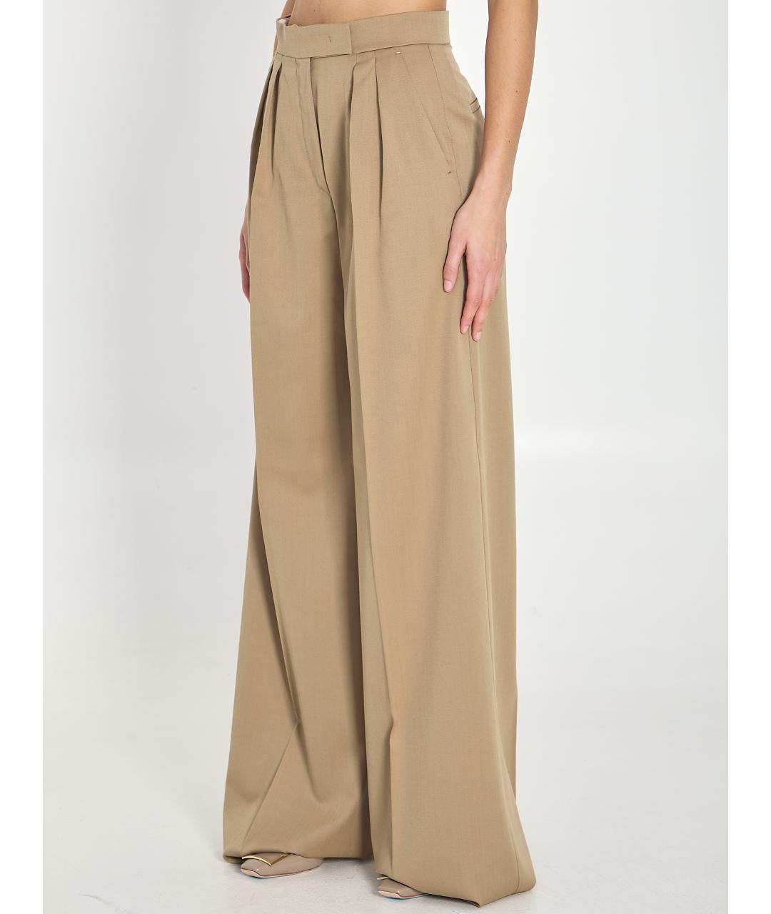 MAX MARA Бежевые шерстяные брюки широкие, фото 2