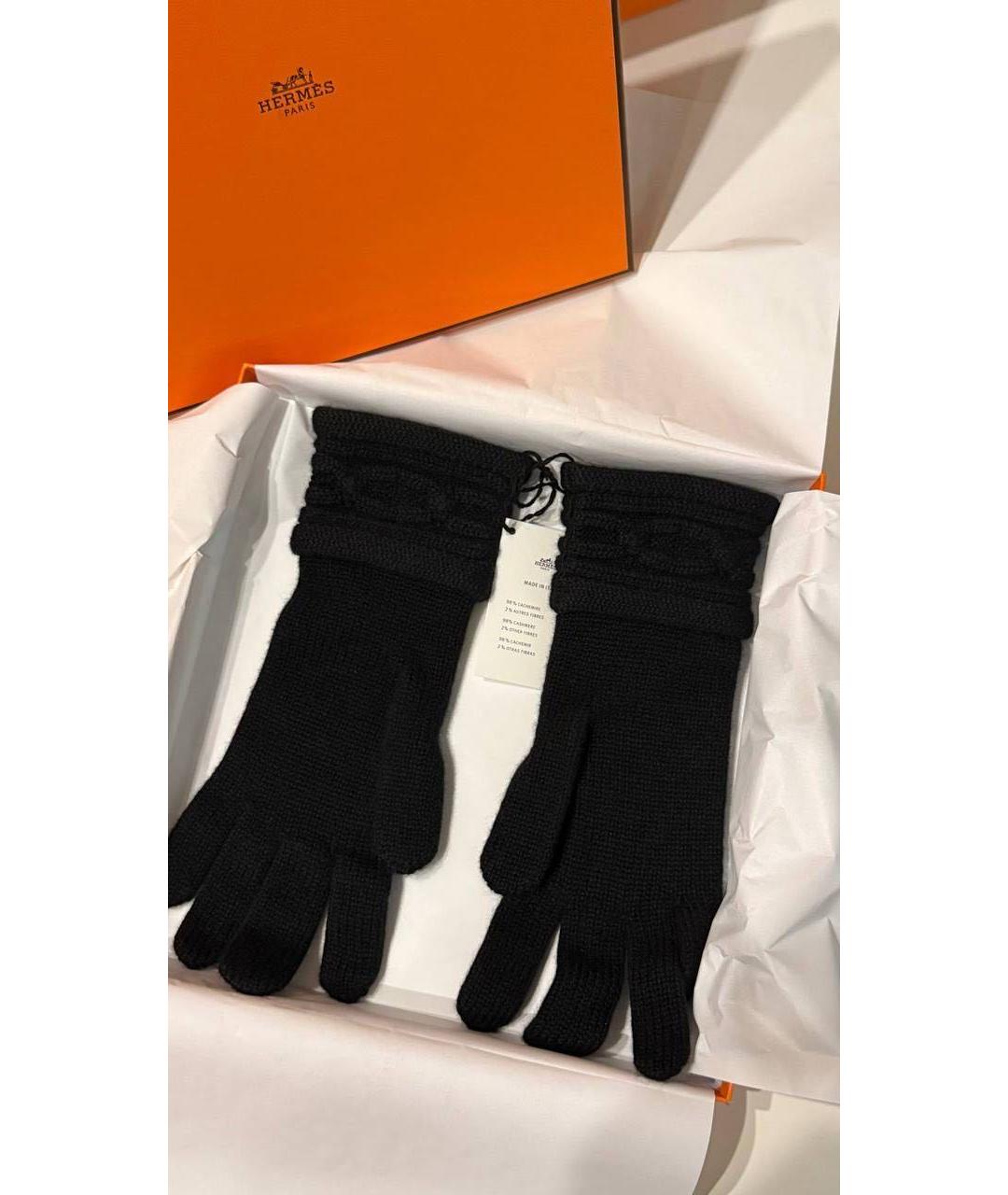 HERMES Черная кашемировая шапка, фото 2