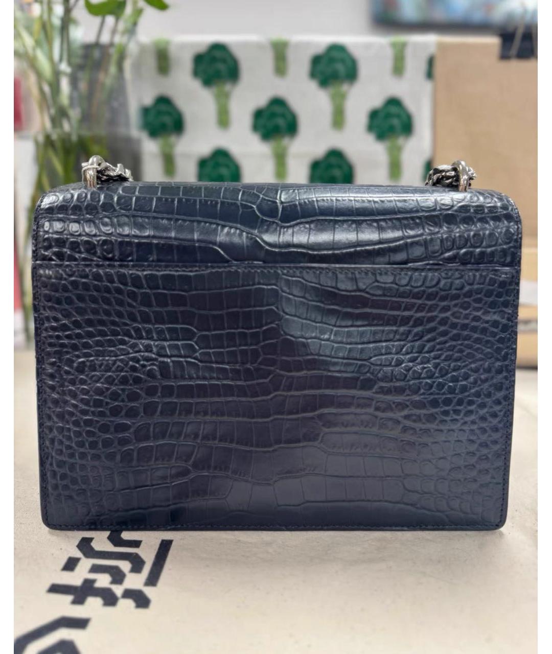 SAINT LAURENT Темно-синяя кожаная сумка через плечо, фото 3