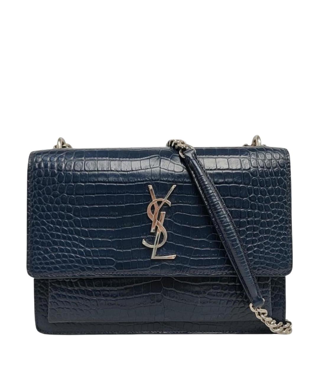 SAINT LAURENT Темно-синяя кожаная сумка через плечо, фото 1