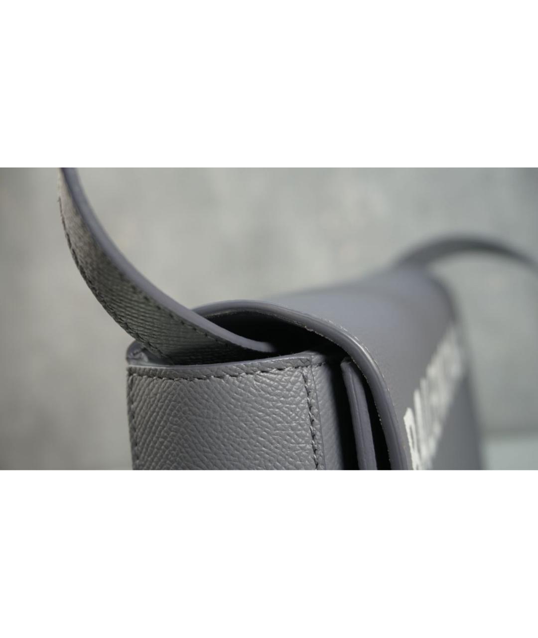 BALENCIAGA Серая кожаная сумка через плечо, фото 5