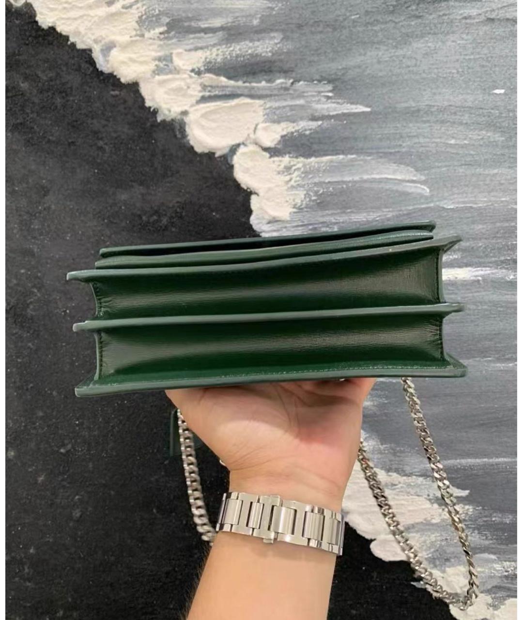 SAINT LAURENT Зеленая кожаная сумка через плечо, фото 5