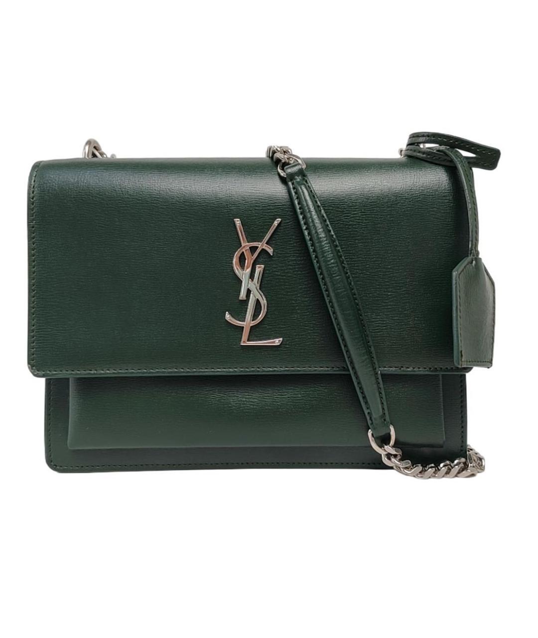 SAINT LAURENT Зеленая кожаная сумка через плечо, фото 1