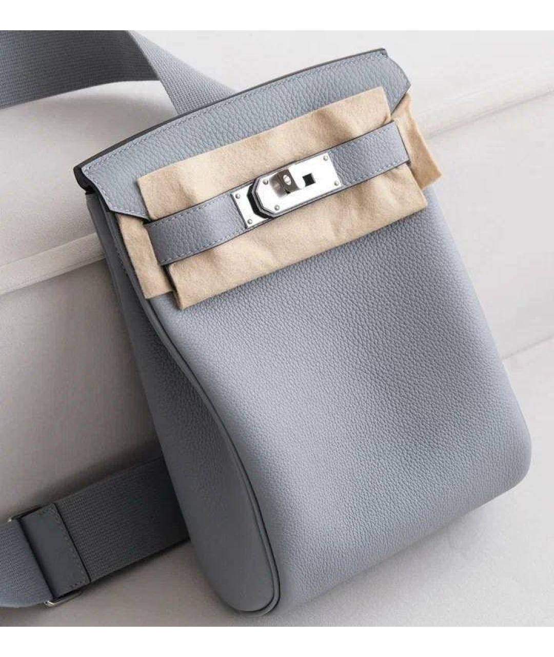 HERMES Серая кожаная сумка на плечо, фото 2