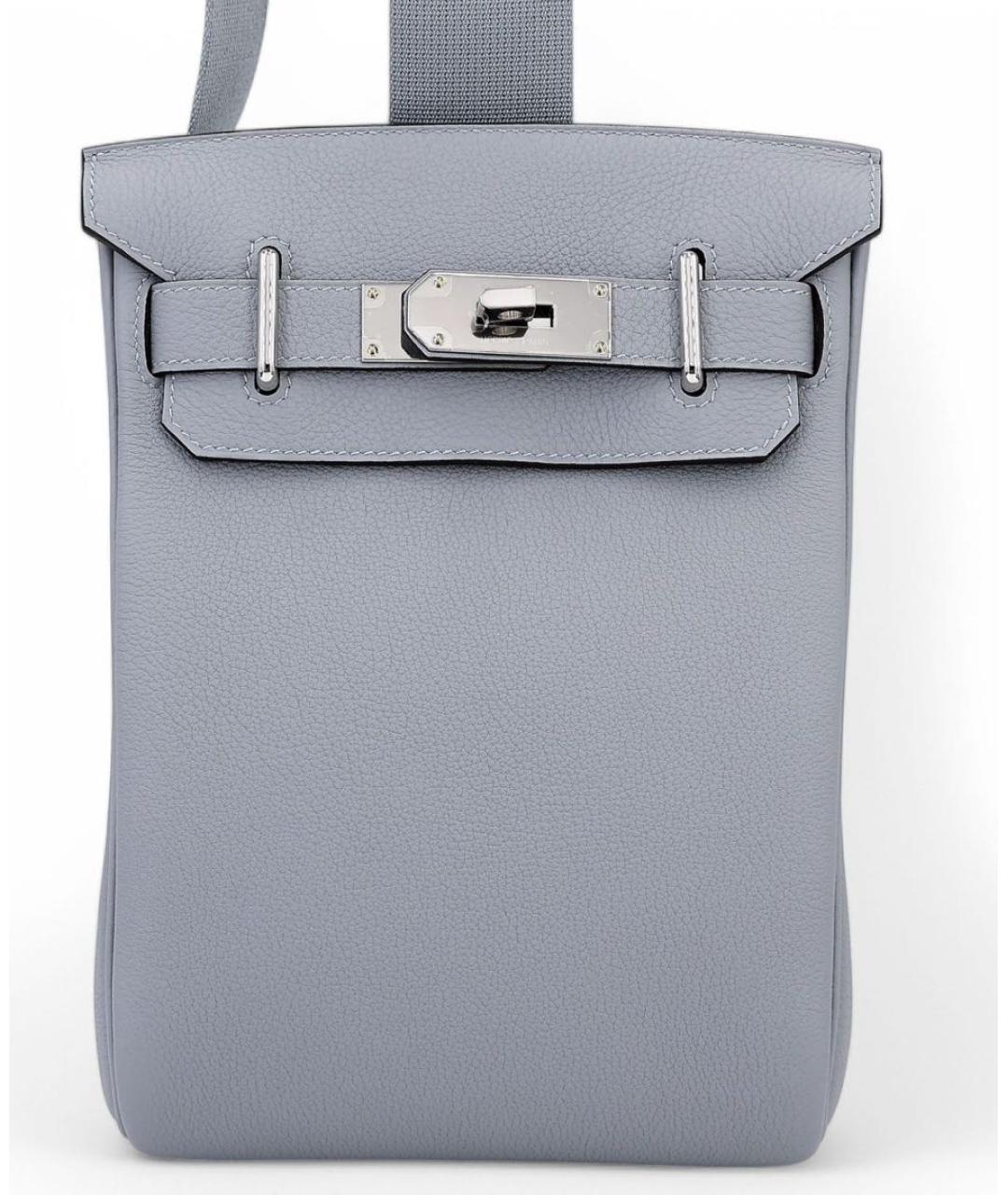 HERMES Серая кожаная сумка на плечо, фото 4