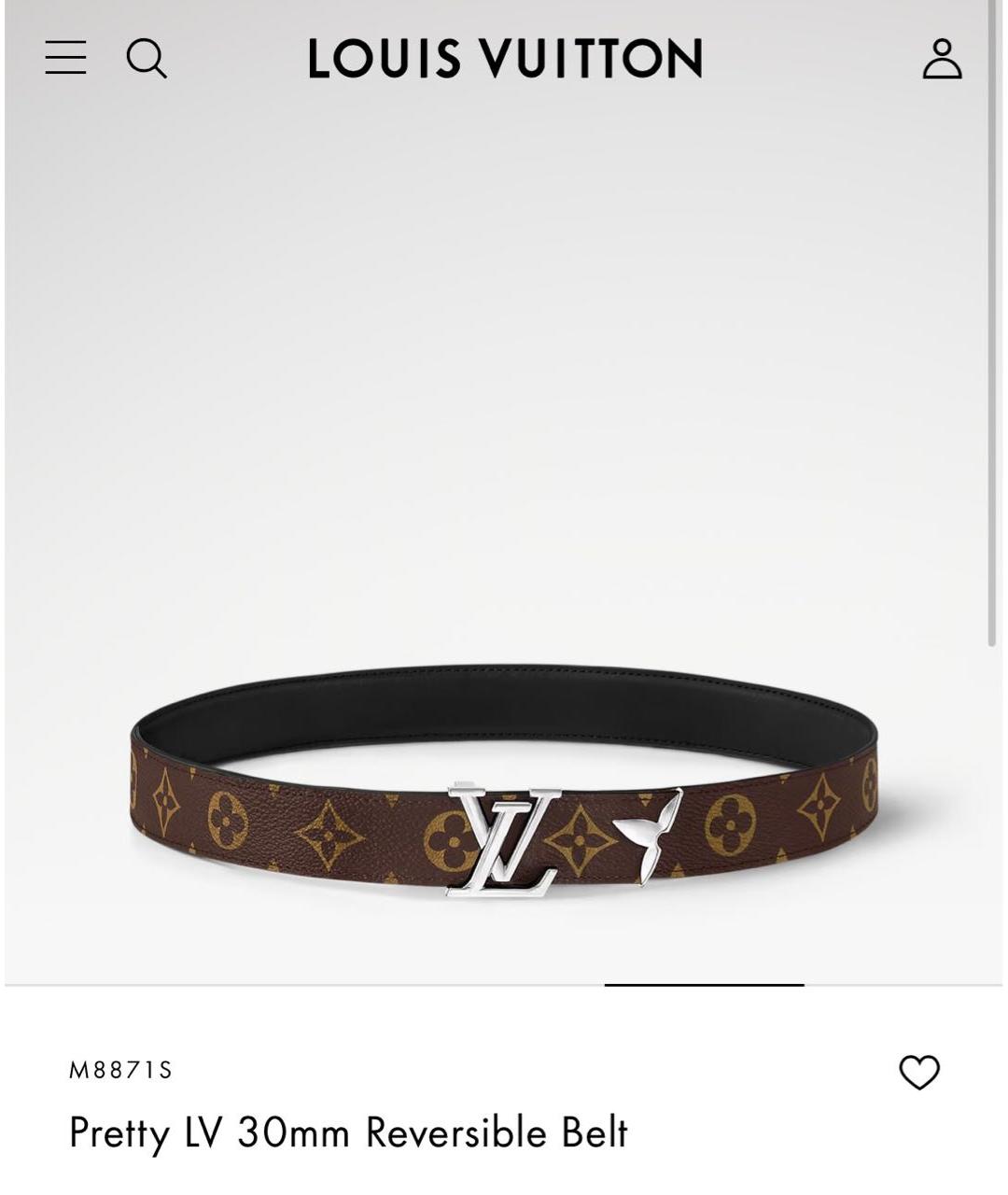 LOUIS VUITTON Черный кожаный ремень, фото 3