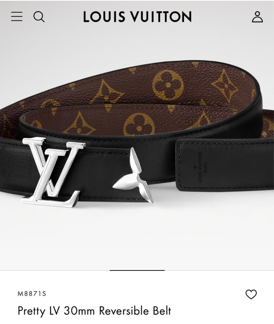 LOUIS VUITTON Черный кожаный ремень, фото 2