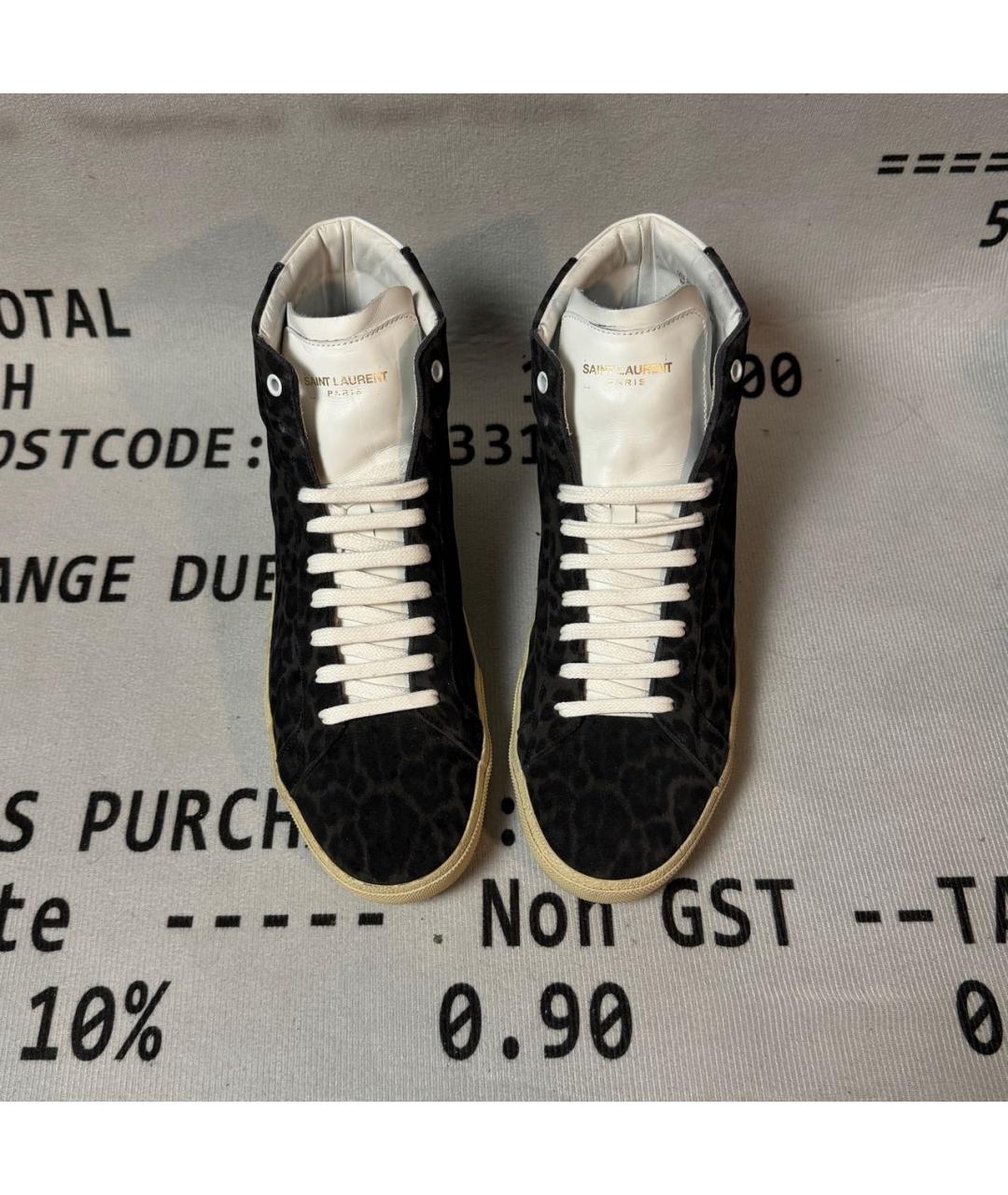 SAINT LAURENT Черные замшевые высокие кроссовки / кеды, фото 2