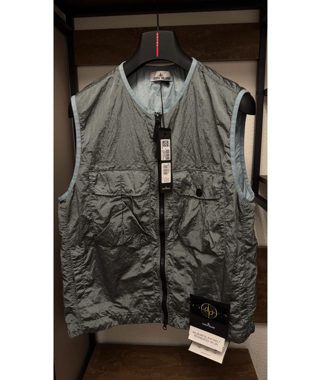 STONE ISLAND Серый полиэстеровый жилет, фото 7