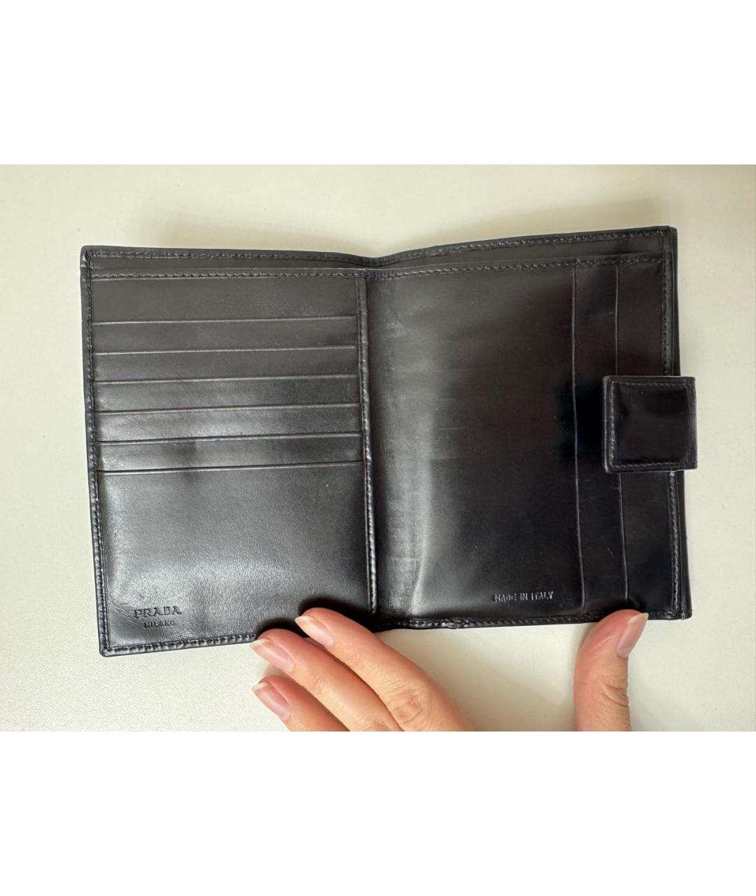 PRADA Черный кожаный кошелек, фото 3