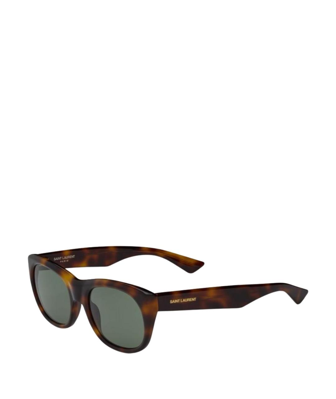 SAINT LAURENT Коричневые пластиковые солнцезащитные очки, фото 1