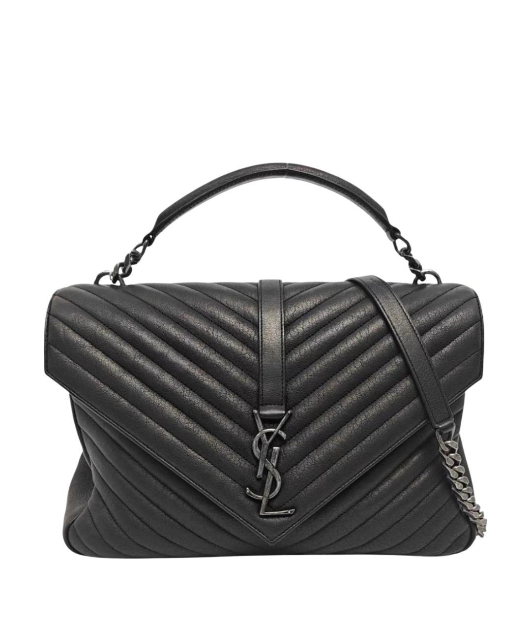 SAINT LAURENT Черная кожаная сумка через плечо, фото 1