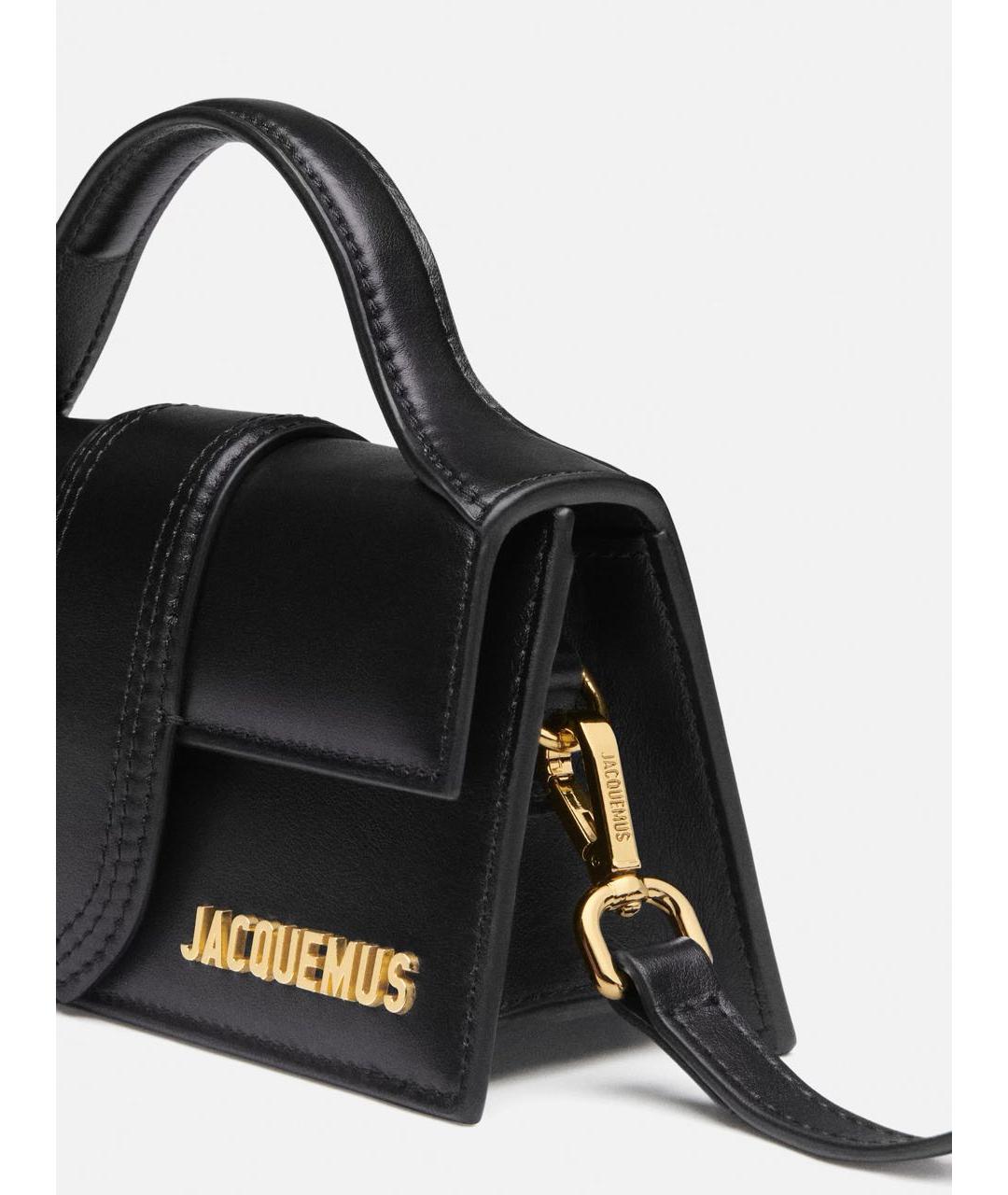 JACQUEMUS Черная кожаная сумка через плечо, фото 5