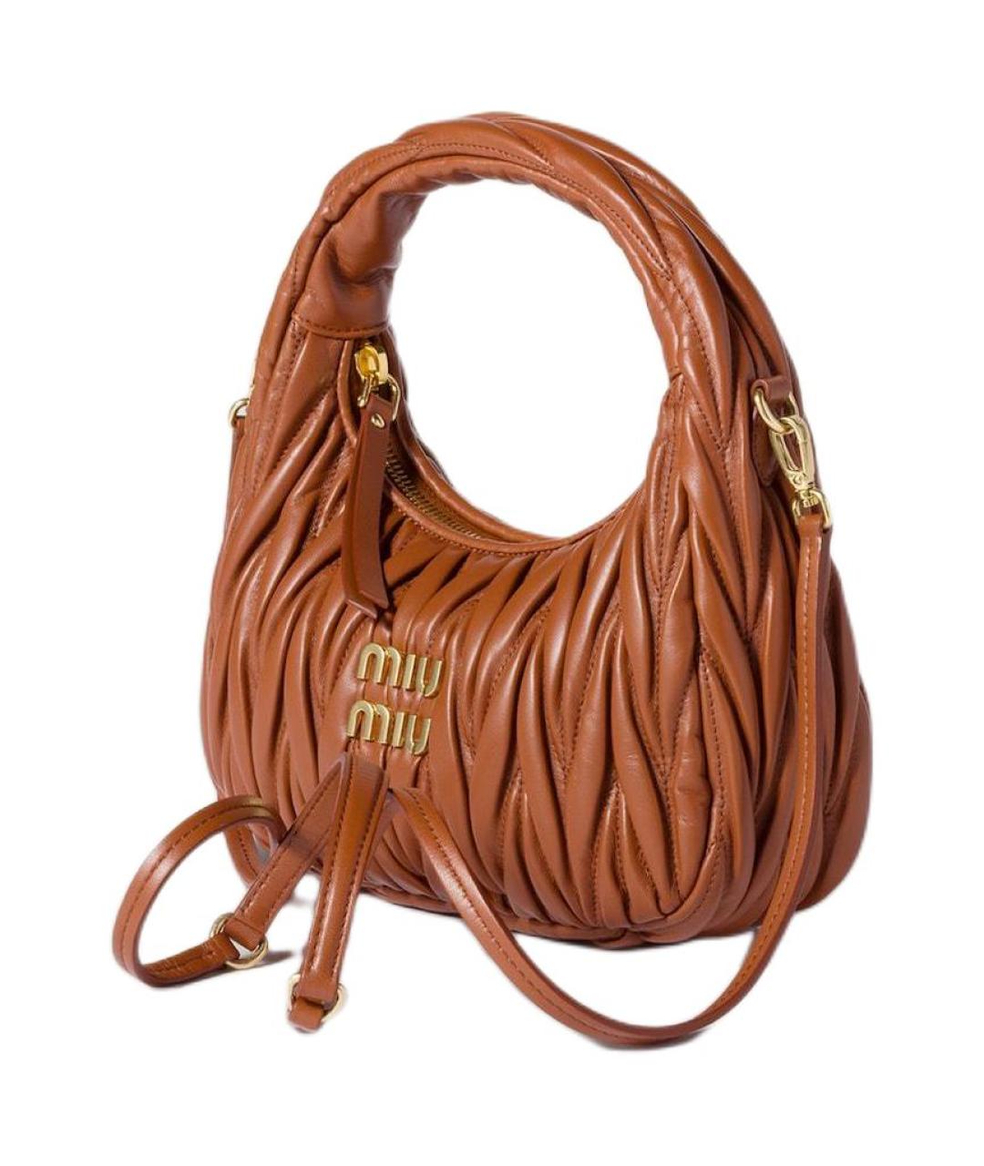 MIU MIU Коричневая кожаная сумка через плечо, фото 2